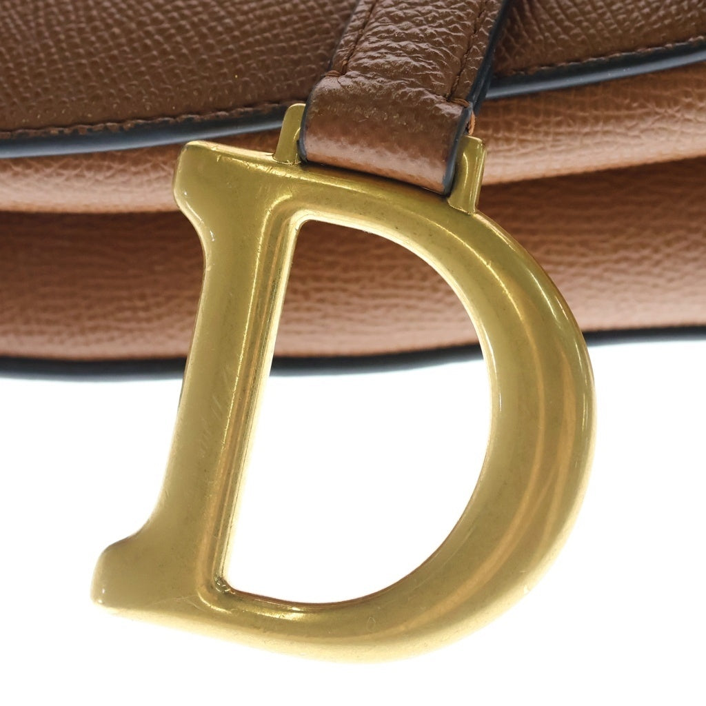 Christian Dior(クリスチャンディオール) サドル バッグ ショルダーバッグ ブラウン グレインドカーフスキン M0455CBAA_M44M ゴールド金具 レディース