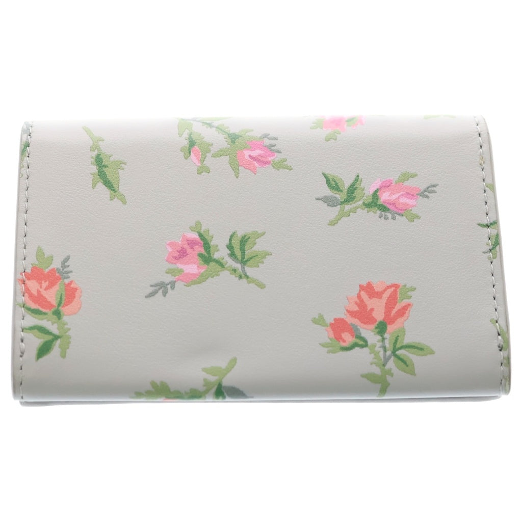 PRADA(プラダ) サフィアーノ トライアングルロゴ カードケース コンパクトウォレット 二つ折り財布 フラワーモチーフ スカイブルー レザー 1MC110 レディース