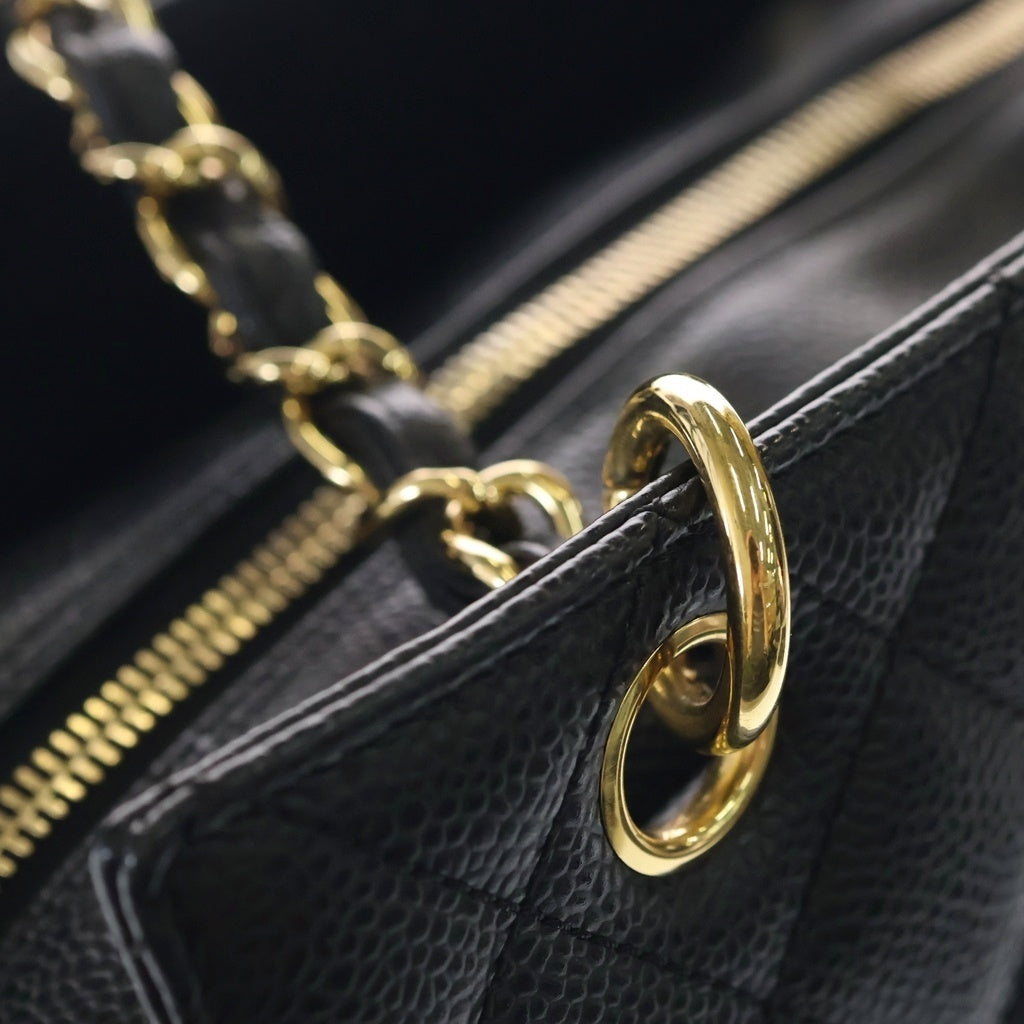 CHANEL(シャネル) マトラッセ プチタイムレストート チェーン ハンド ショルダーバッグ キャビアスキン ゴールド金具 ブラック A18004 11番台 レディース