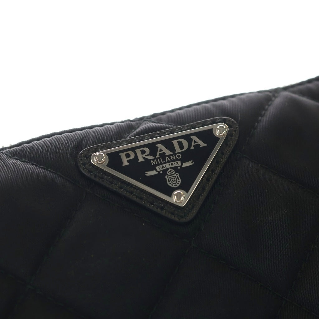 PRADA(プラダ) キルティング チェーンショルダーバッグ ブラック ナイロン 1BH026 シルバー金具 レディース