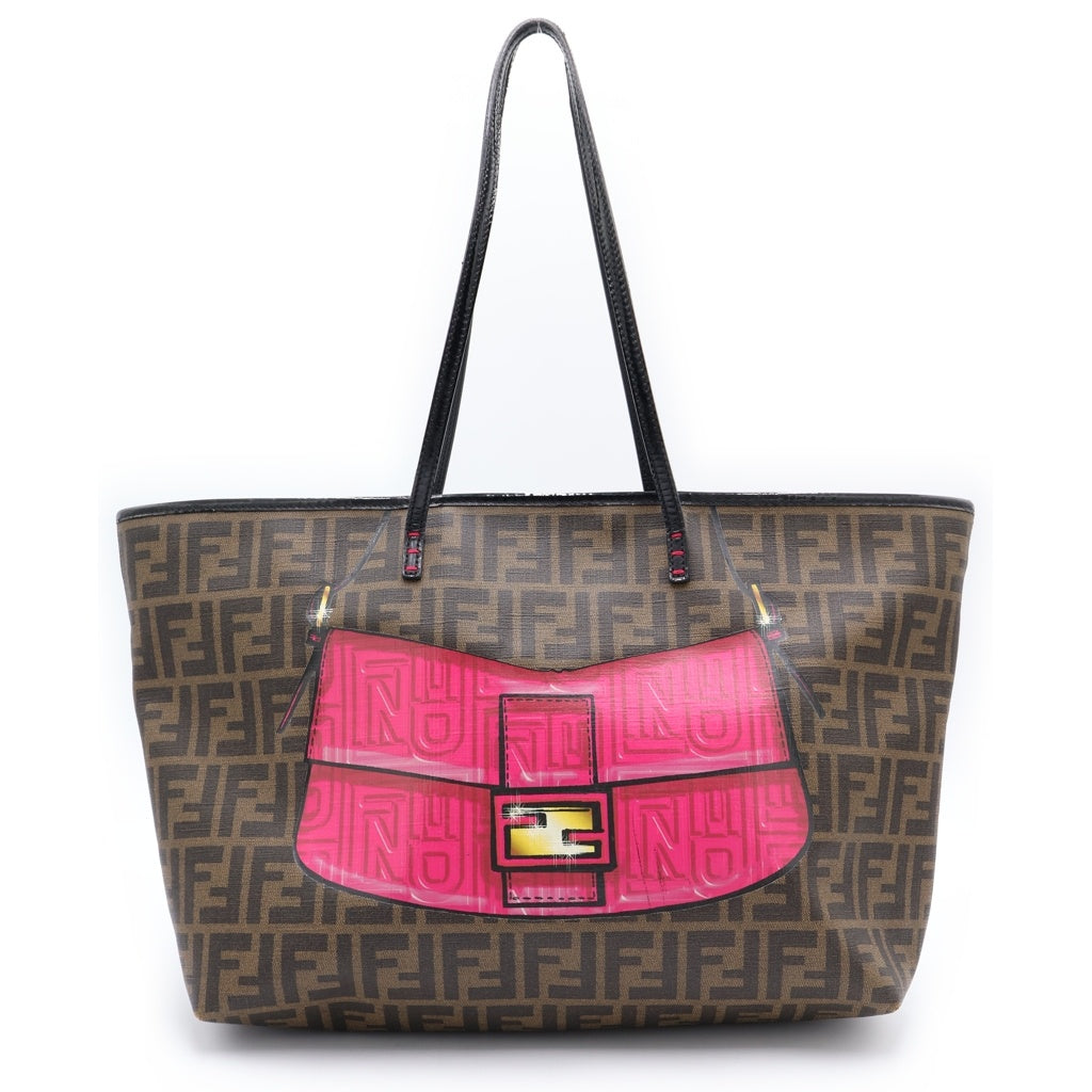 FENDI(フェンディ) ズッカ トートバッグ ハンドバッグ ブラウン×ピンク PVC 8BH185-CFN レディース