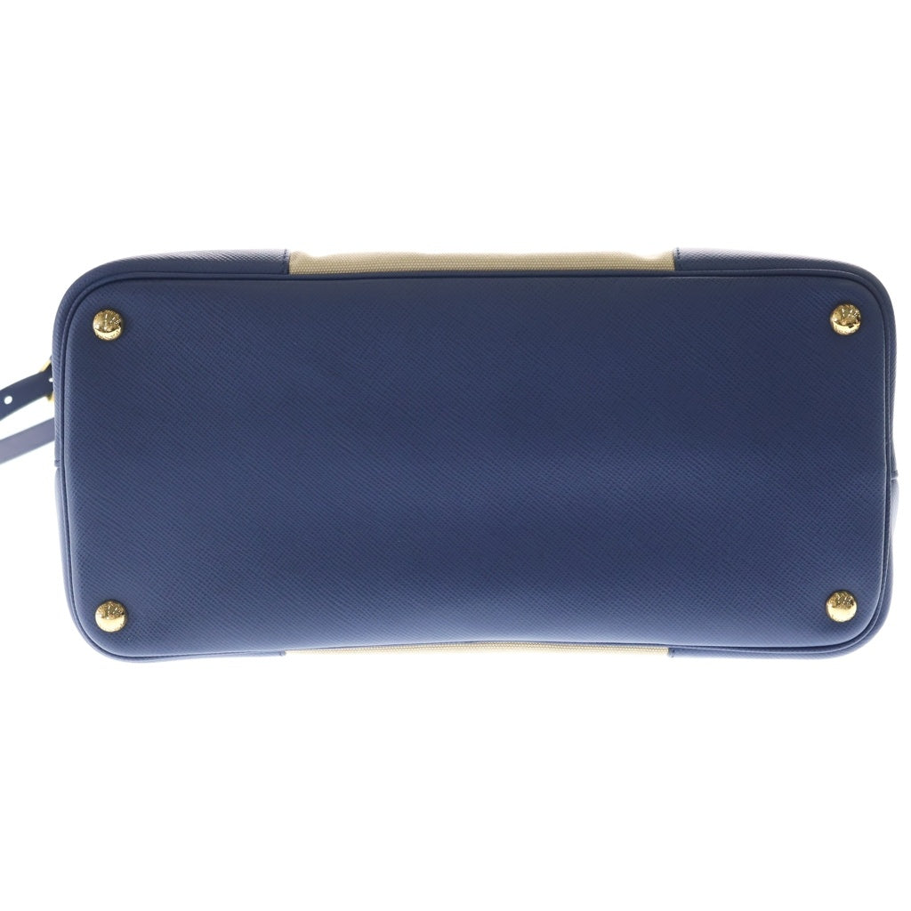 PRADA(プラダ) カナパシティ トート ショルダーバッグ 2WAY サフィアーノ レザー キャンバス ブルー/ベージュ BN2887 レディース