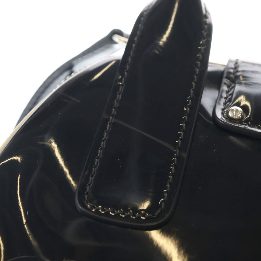 miumiu(ミュウミュウ) 2WAYハンドバッグ ショルダーバッグ ブラック パテントレザー シルバー金具 レディース
