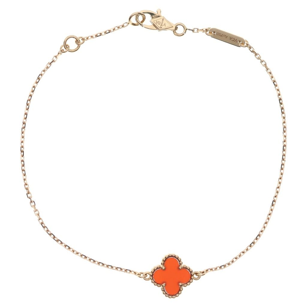 Van Cleef & Arpels(ヴァンクリーフアンドアーペル) スウィートアルハンブラ カーネリアン ブレスレット ピンクゴールド×レッド Au750PG VCARN59K00 レディース