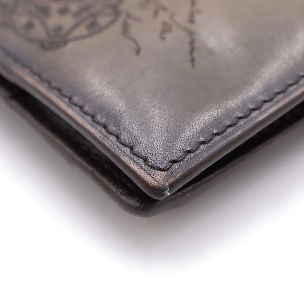Berluti(ベルルッティ) カリグラフィ コンパクトウォレット 2つ折り財布 レザー ブラウン