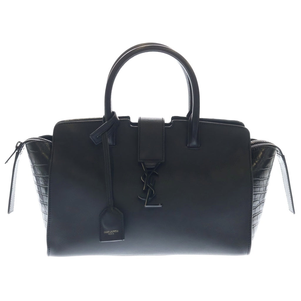 SAINT LAURENT PARIS(サンローランパリ) ベビー ダウンタウン カバス 2WAYハンドバッグ ショルダーバッグ ブラック レザー×型押しクロコ 436834 ブラック金具 レディース