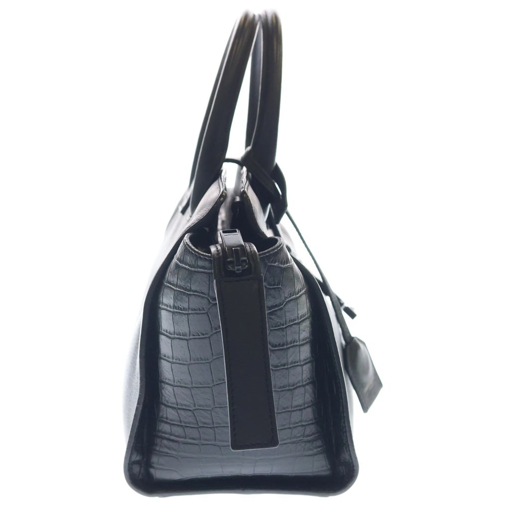 SAINT LAURENT PARIS(サンローランパリ) ベビー ダウンタウン カバス 2WAYハンドバッグ ショルダーバッグ ブラック レザー×型押しクロコ 436834 ブラック金具 レディース