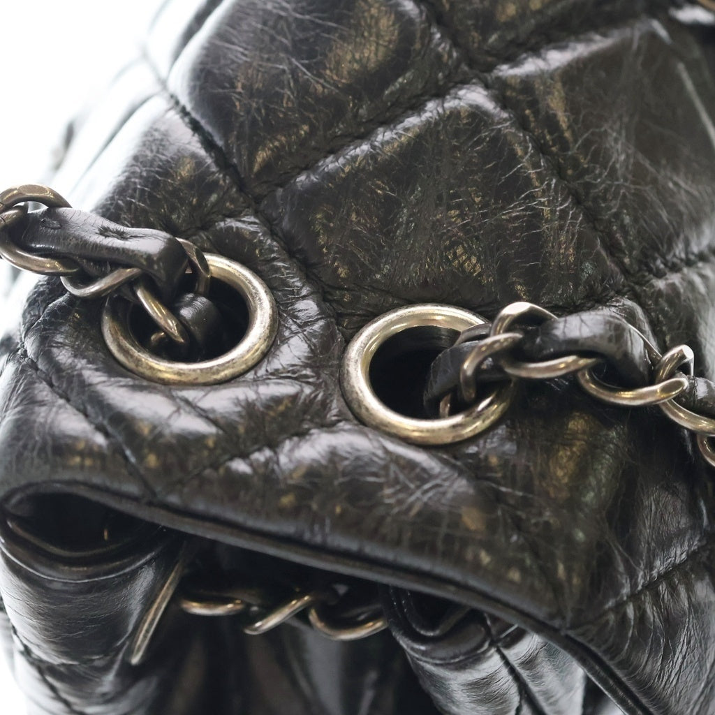 CHANEL(シャネル) マトラッセ30 ココマーク シングルフラップ Wチェーン ショルダーバック シルバー金具 シャイニーカーフスキン ブラック レディース