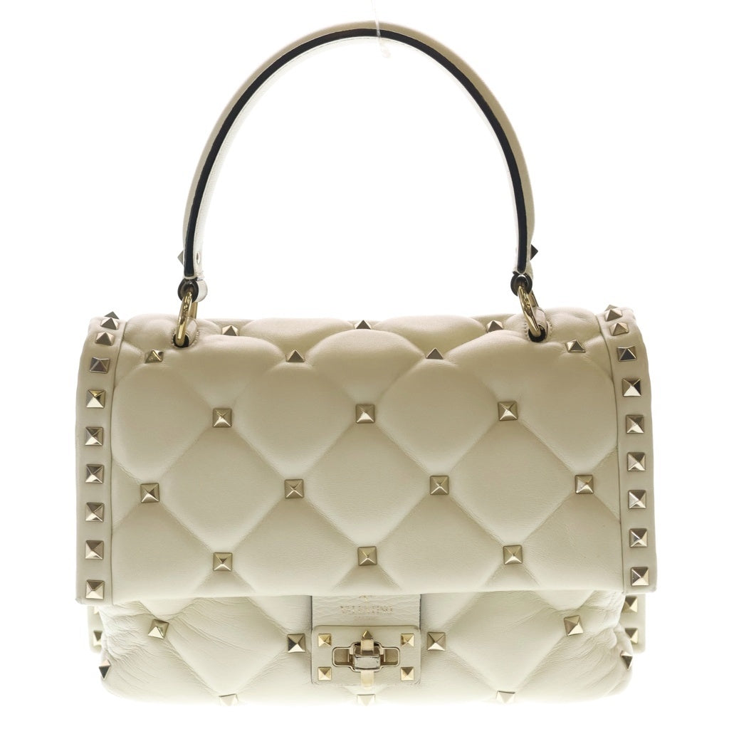 VALENTINO(ヴァレンティノ) キャンディスタッズ キルティング ショルダーバッグ 2WAY アイボリー レザー RW2B55NAP ゴールド金具 レディース