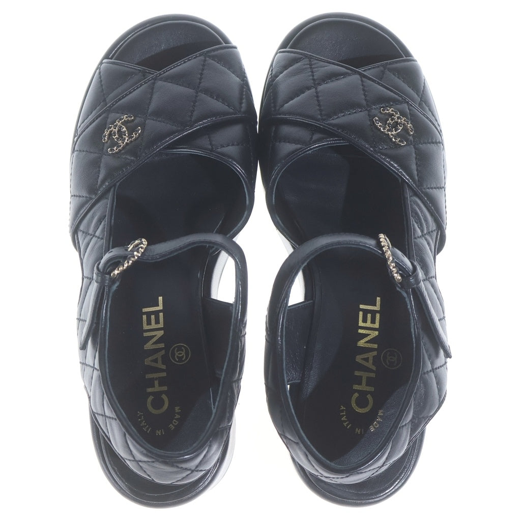 CHANEL(シャネル) マトラッセ ココマーク サンダル 厚底 レディース ブラック ラムスキン 36 1/2C G39918