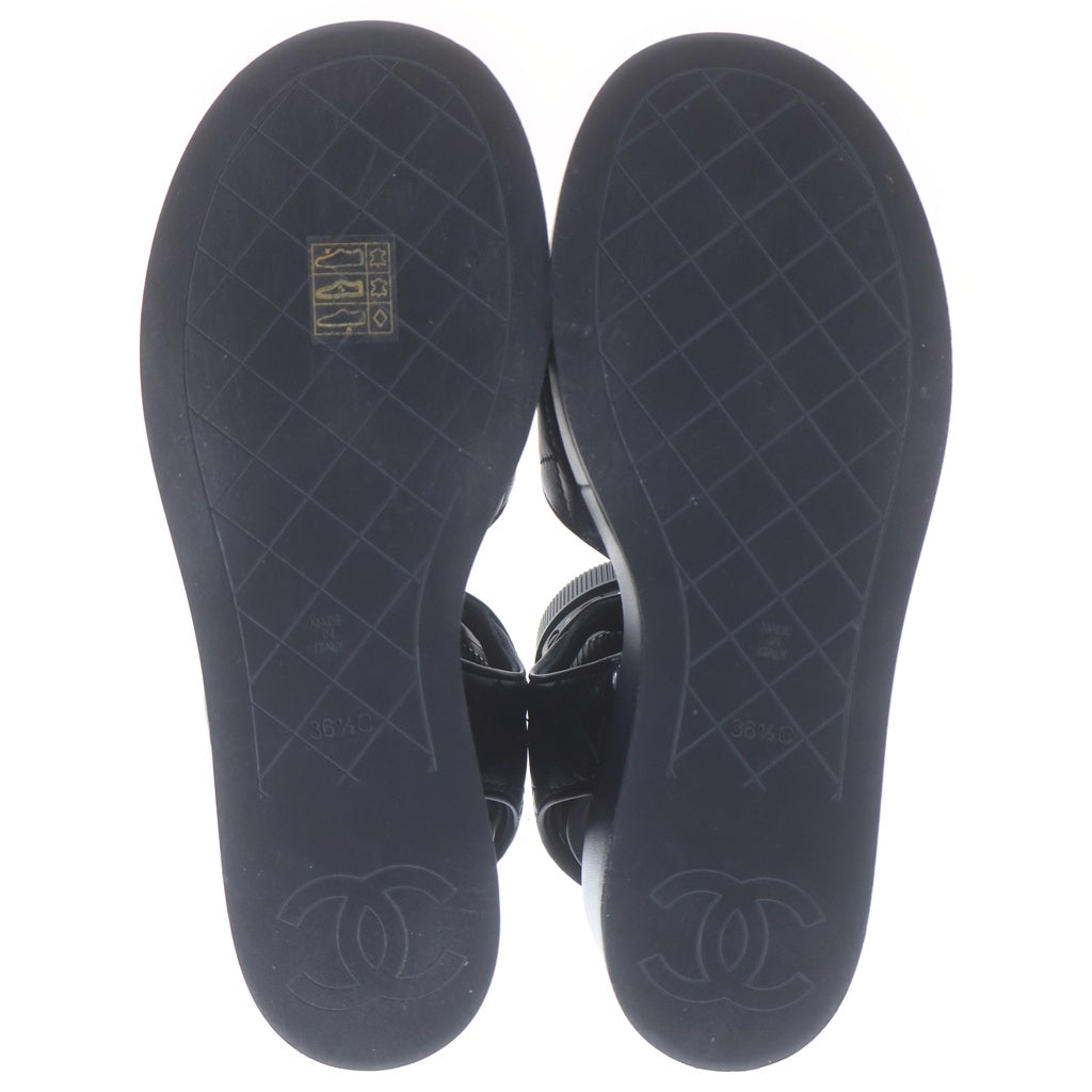 CHANEL(シャネル) マトラッセ ココマーク サンダル 厚底 レディース ブラック ラムスキン 36 1/2C G39918