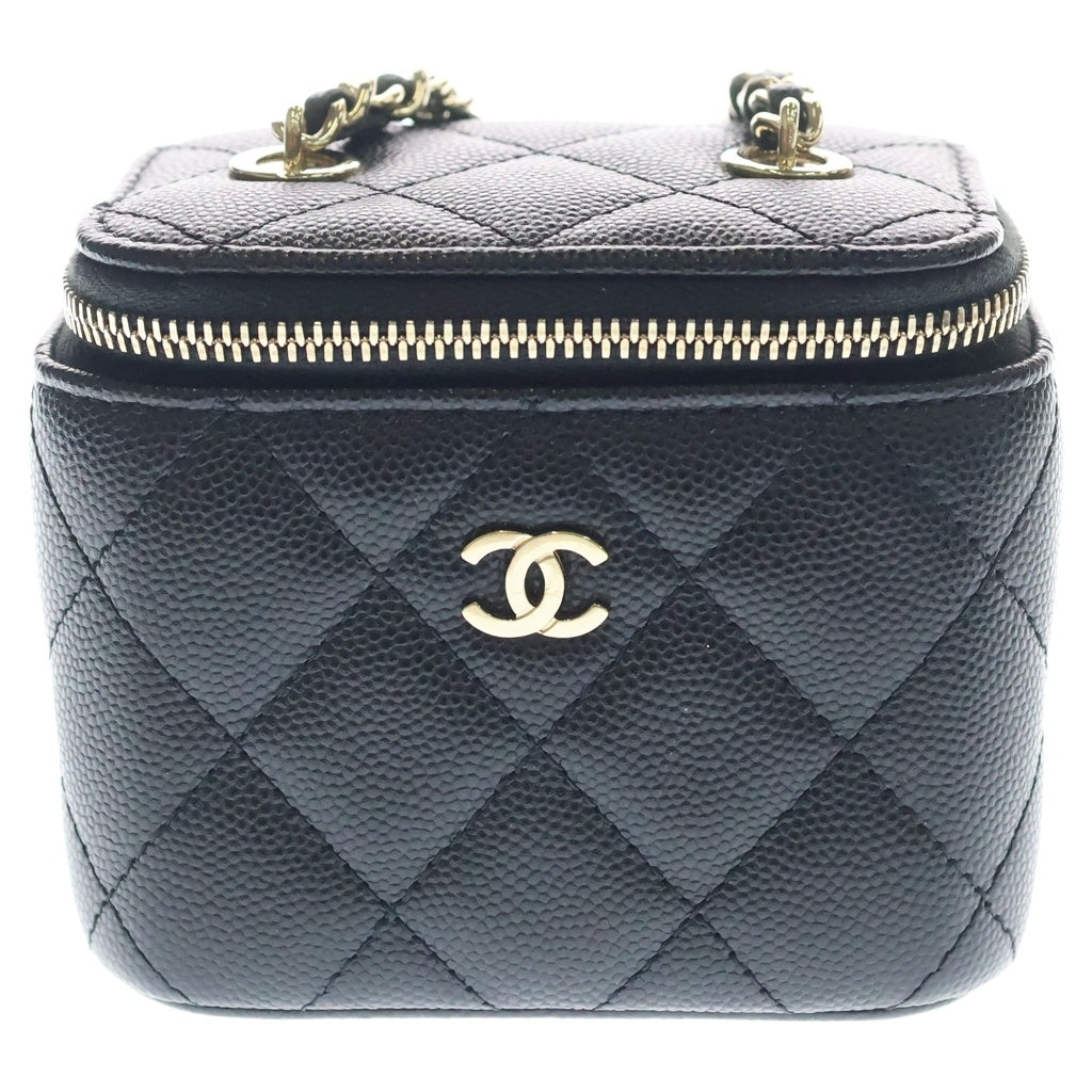 CHANEL(シャネル) マトラッセ バニティ チェーンショルダーバッグ ミニバッグ ブラック キャビア AP1340 ゴールド金具 レディース