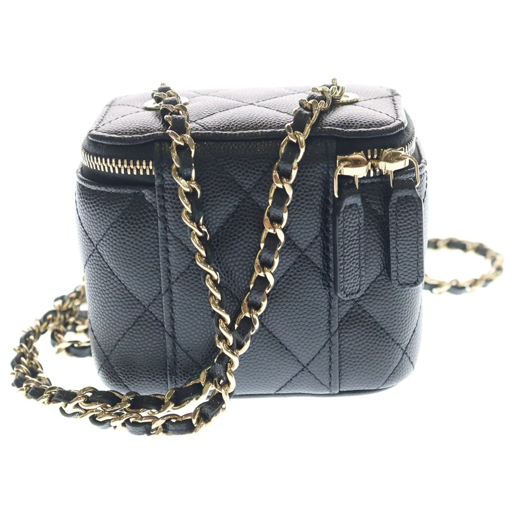 CHANEL(シャネル) マトラッセ バニティ チェーンショルダーバッグ ミニバッグ ブラック キャビア AP1340 ゴールド金具 レディース