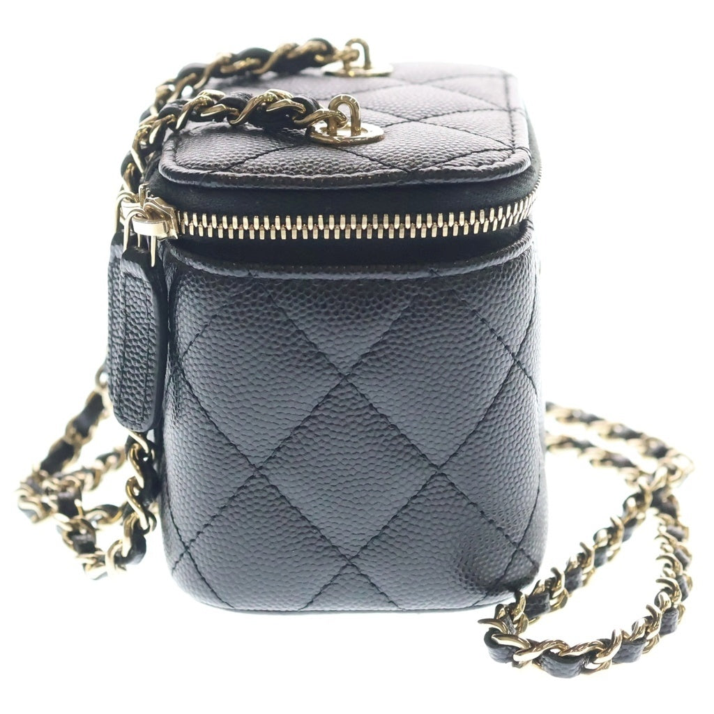 CHANEL(シャネル) マトラッセ バニティ チェーンショルダーバッグ ミニバッグ ブラック キャビア AP1340 ゴールド金具 レディース