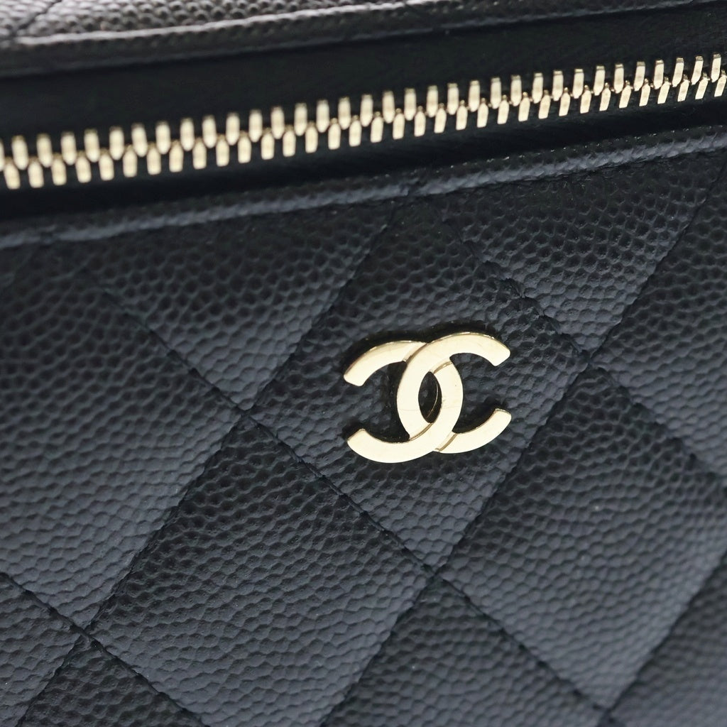 CHANEL(シャネル) マトラッセ バニティ チェーンショルダーバッグ ミニバッグ ブラック キャビア AP1340 ゴールド金具 レディース