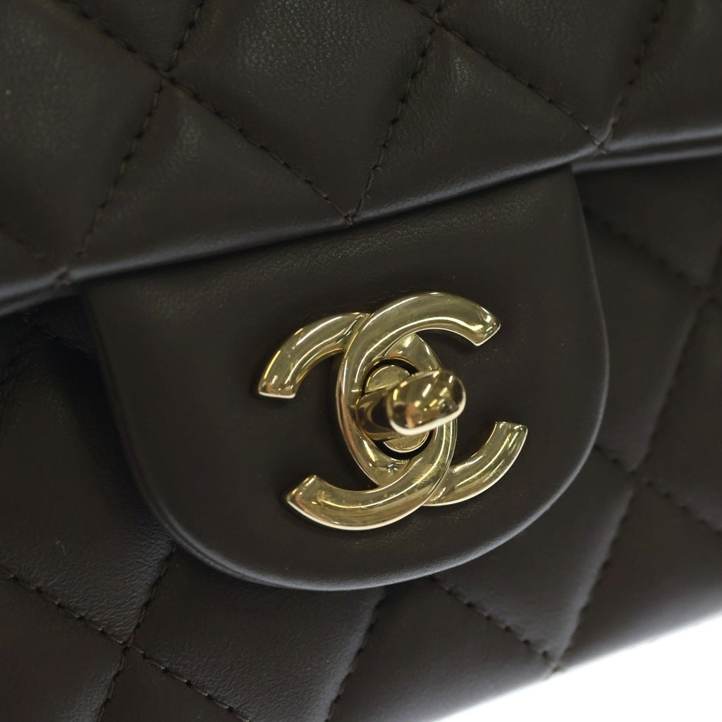 CHANEL(シャネル) マトラッセ20 トップハンドル シングルフラップ シングルチェーン ラムスキン ゴールド金具 チェーンショルダーバッグ プレート ブラウン AS2431 レディース