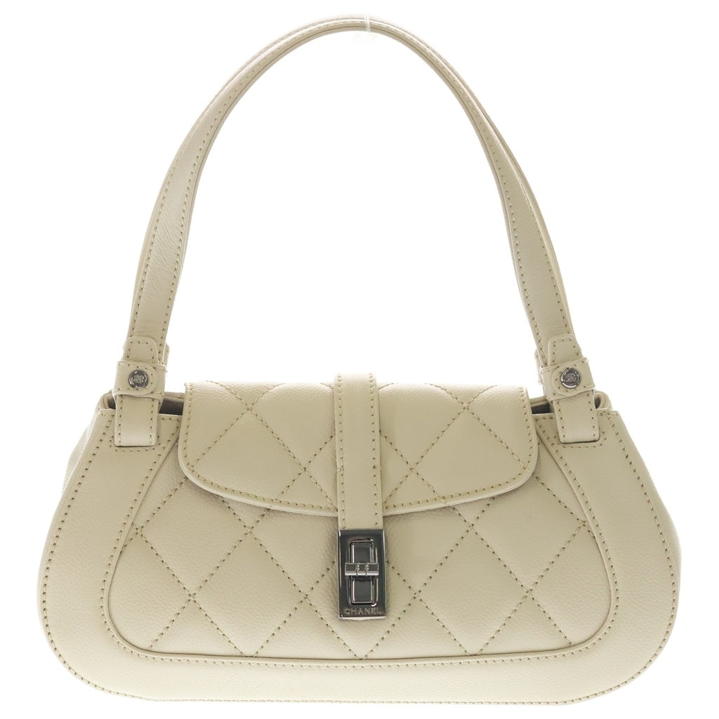 CHANEL(シャネル) 2.55 マトラッセ ワンショルダーバッグ ハンドバッグ アイボリー キャビアスキン シルバー金具 レディース