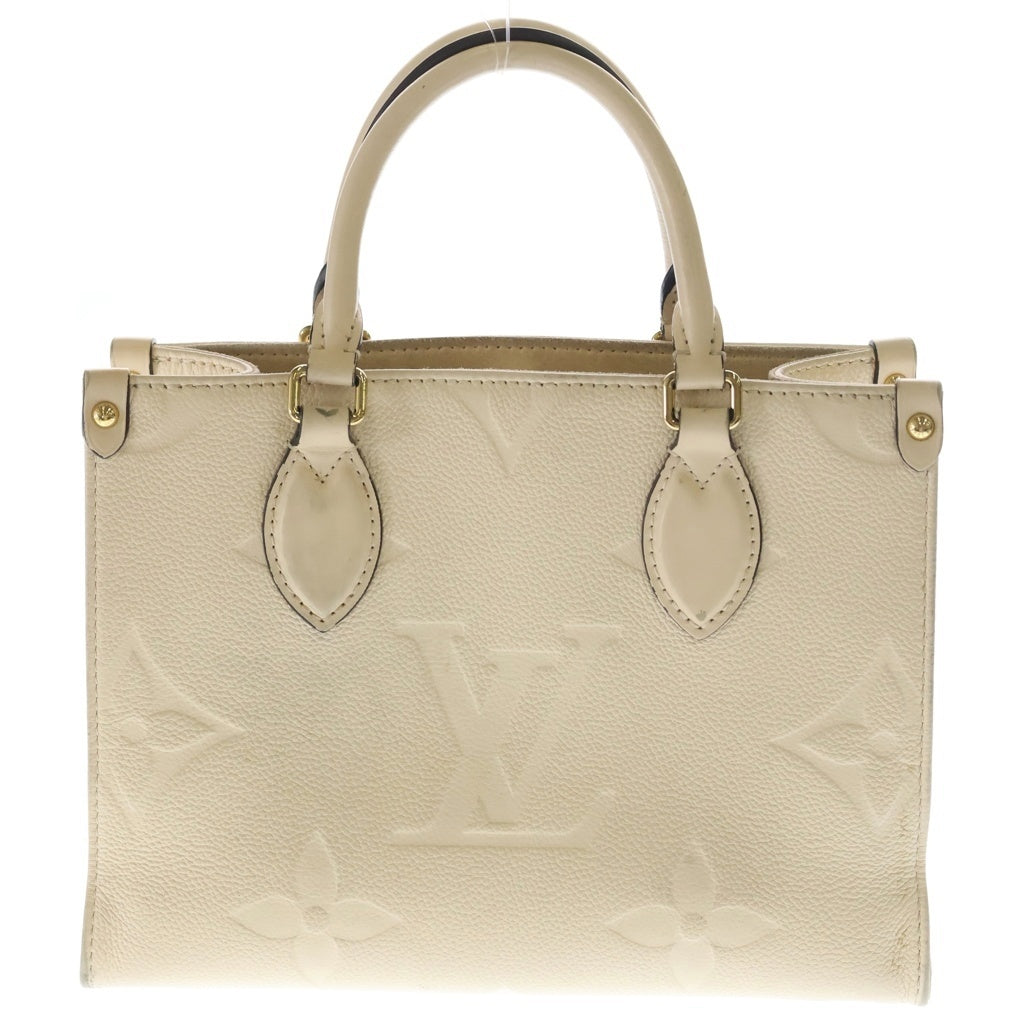 LOUIS VUITTON(ルイヴィトン) モノグラム・アンプラント オンザゴーPM クレーム 2WAYハンドバッグ ショルダーバッグ アイボリー レザー M46569 ゴールド金具 レディース