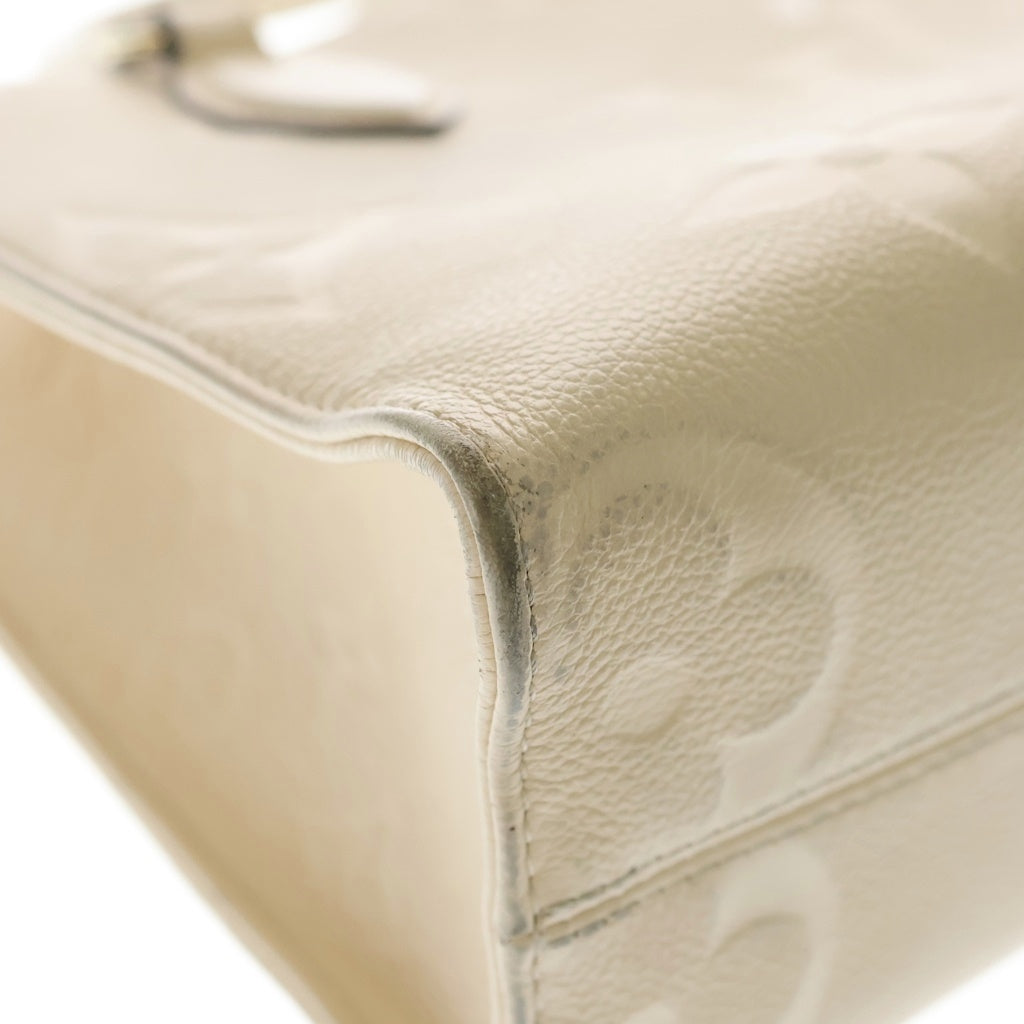 LOUIS VUITTON(ルイヴィトン) モノグラム・アンプラント オンザゴーPM クレーム 2WAYハンドバッグ ショルダーバッグ アイボリー レザー M46569 ゴールド金具 レディース