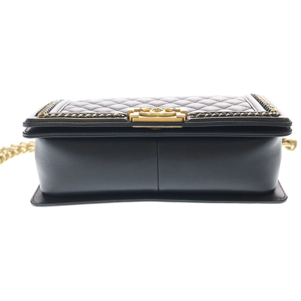 CHANEL(シャネル) ボーイシャネル トップハンドル 2WAYハンドバッグ チェーンショルダーバッグ ブラック ラムスキン A94805 ゴールド金具 レディース