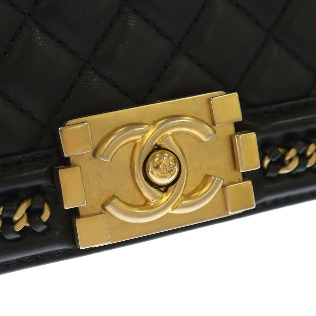 CHANEL(シャネル) ボーイシャネル トップハンドル 2WAYハンドバッグ チェーンショルダーバッグ ブラック ラムスキン A94805 ゴールド金具 レディース