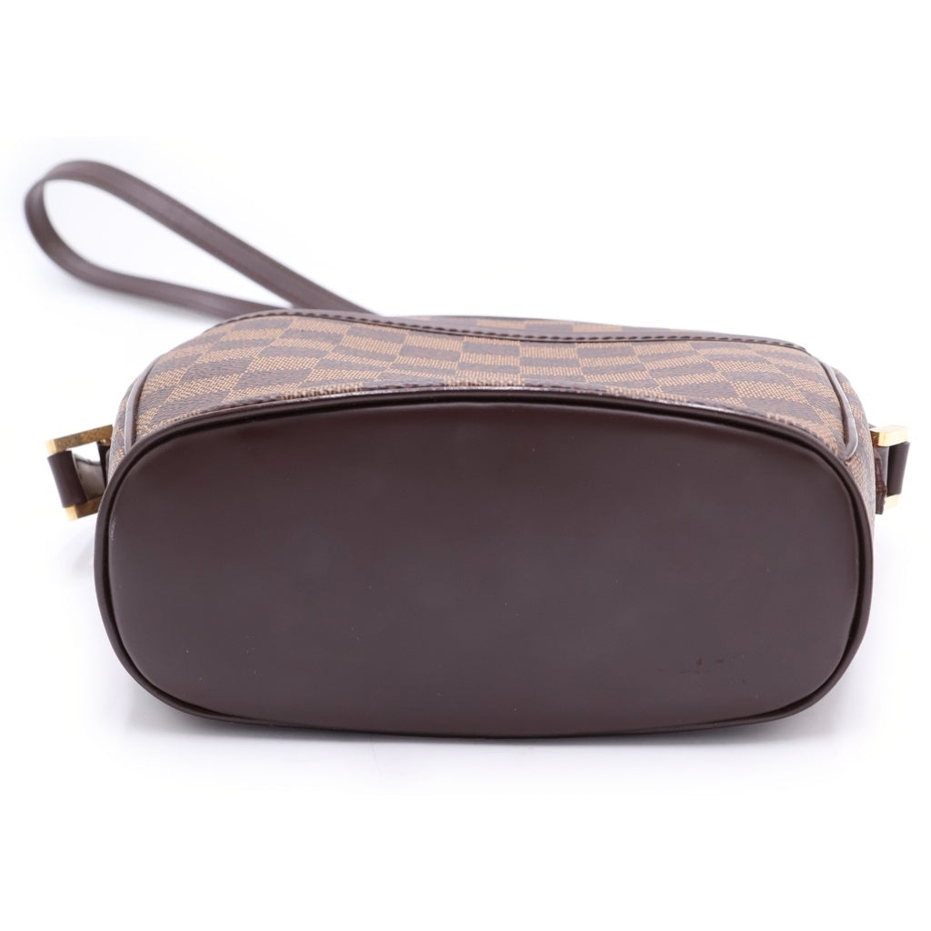 LOUIS VUITTON(ルイヴィトン) ダミエ イパネマPM ショルダーバッグ ブラウン レザー×PVC ゴールド金具 レディース