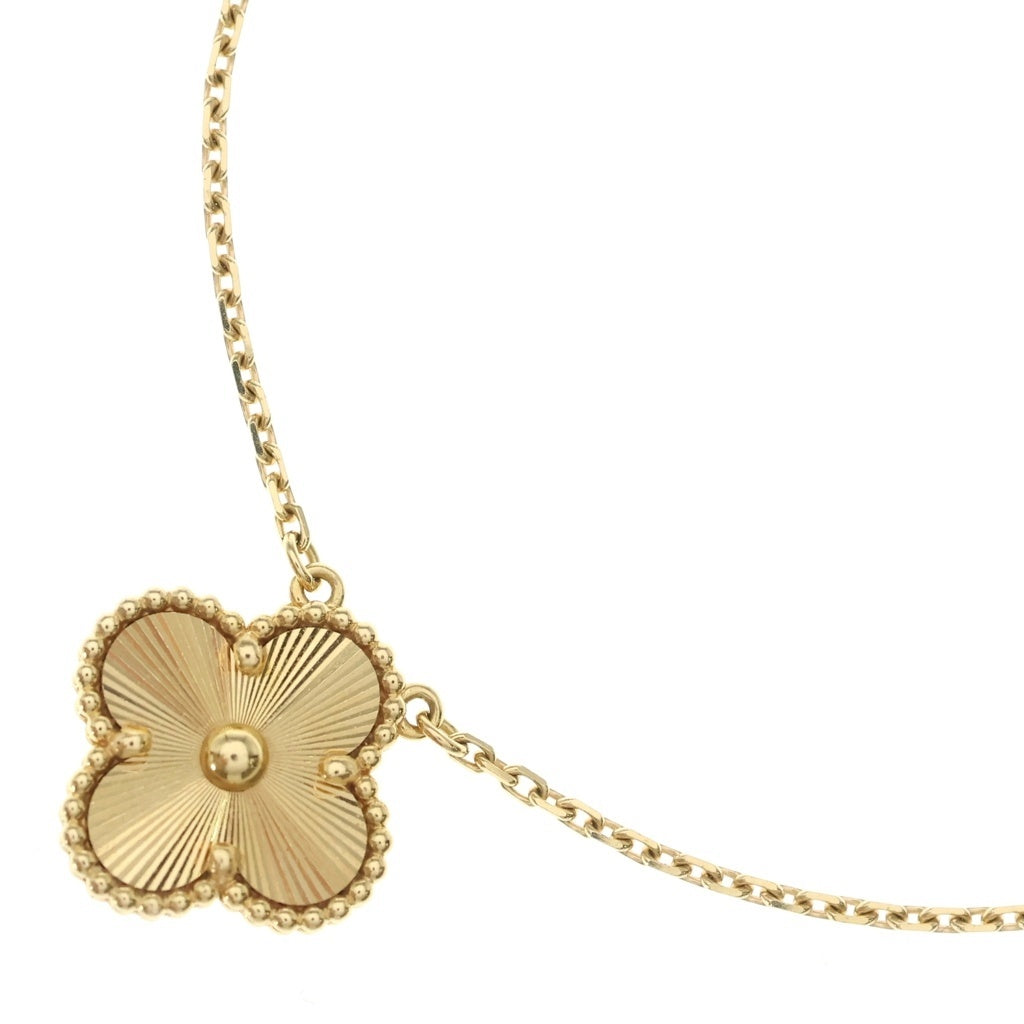 Van Cleef & Arpels(ヴァンクリーフアンドアーペル) ヴィンテージアルハンブラ ネックレス ペンダント ギョーシェ K18イエローゴールド ゴールド VCARP4KL00 レディース