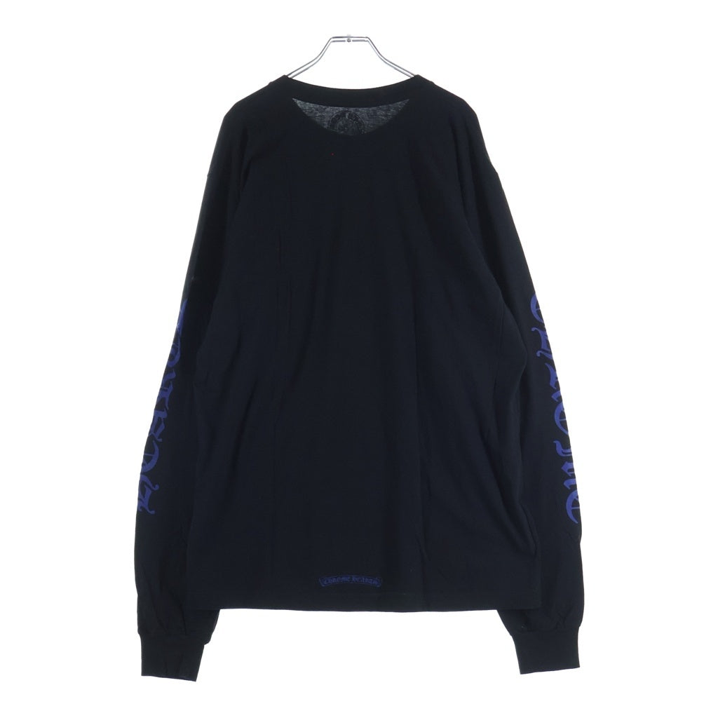 CHROME HEARTS(クロムハーツ) Neck Logo L/S Tee ネックロゴプリント ロングスリーブ 長袖Tシャツ カットソー ブラック/ブルー