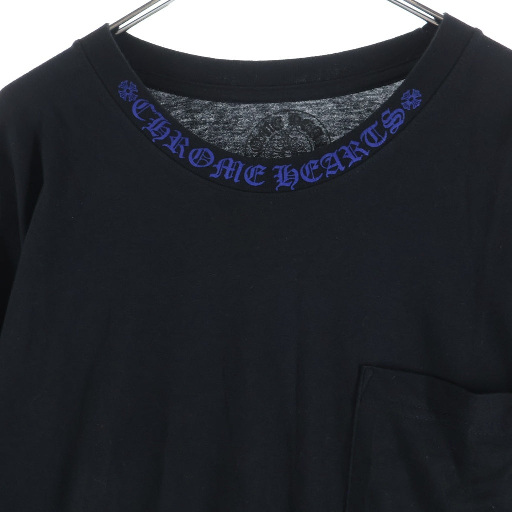 CHROME HEARTS(クロムハーツ) Neck Logo L/S Tee ネックロゴプリント ロングスリーブ 長袖Tシャツ カットソー ブラック/ブルー