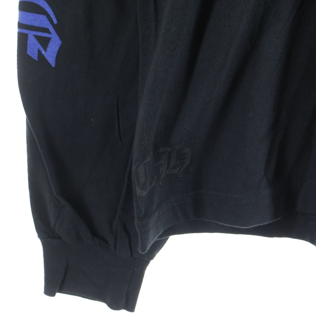 CHROME HEARTS(クロムハーツ) Neck Logo L/S Tee ネックロゴプリント ロングスリーブ 長袖Tシャツ カットソー ブラック/ブルー