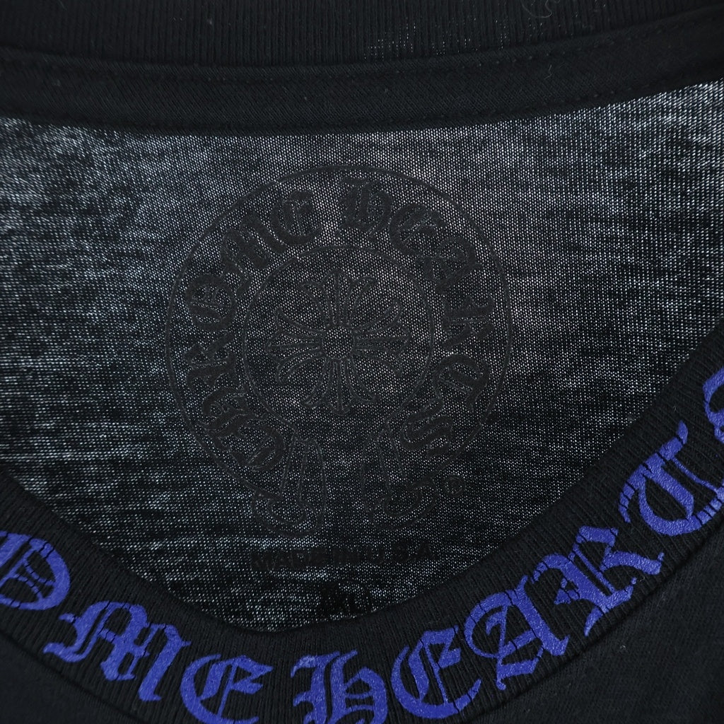 CHROME HEARTS(クロムハーツ) Neck Logo L/S Tee ネックロゴプリント ロングスリーブ 長袖Tシャツ カットソー ブラック/ブルー