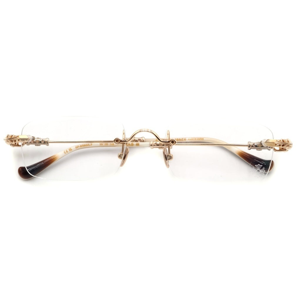 CHROME HEARTS(クロムハーツ) PILLS III GP フローラルテンプルリムレス 眼鏡 メガネ アイウェア サングラス スクエア型 55□20-144 ゴールド/ブラウン 90650268