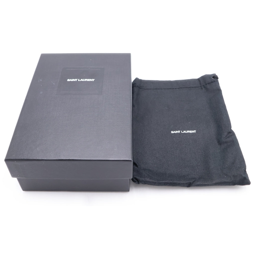 SAINT LAURENT PARIS(サンローランパリ) コンパクト ジップ アラウンド ウォレット カサンドラ YSLロゴ レザー ネイビー 403723 レディース