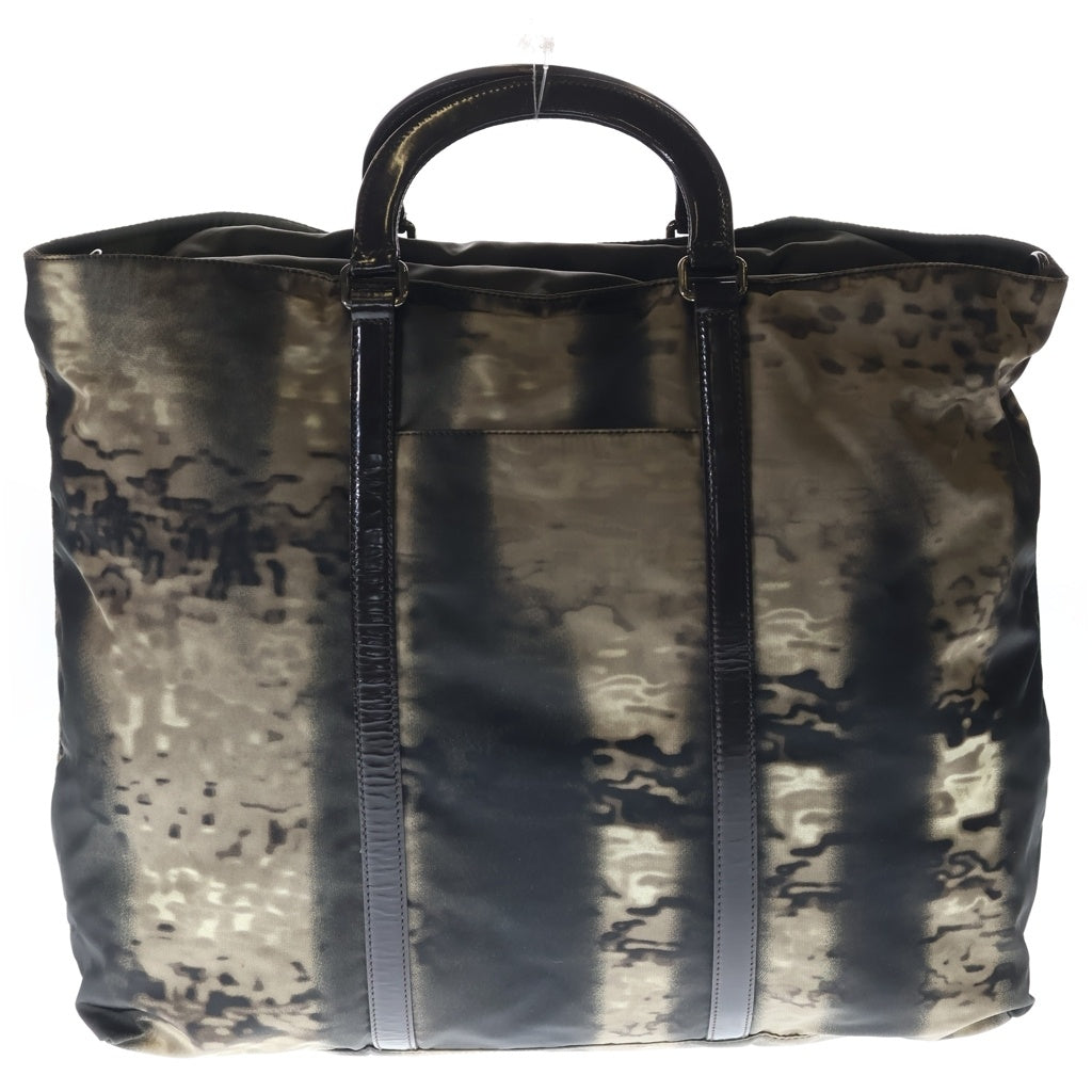 PRADA(プラダ) カモフラ 迷彩 トートバッグ ハンドバッグ カーキ レザー×ナイロン BN1050 シルバー金具 レディース
