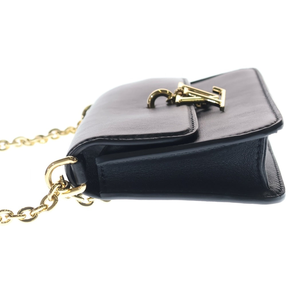 LOUIS VUITTON(ルイヴィトン) チェーン・LVブルーム チェーンショルダーバッグ ブラック レザー M14564 ゴールド金具 レディース