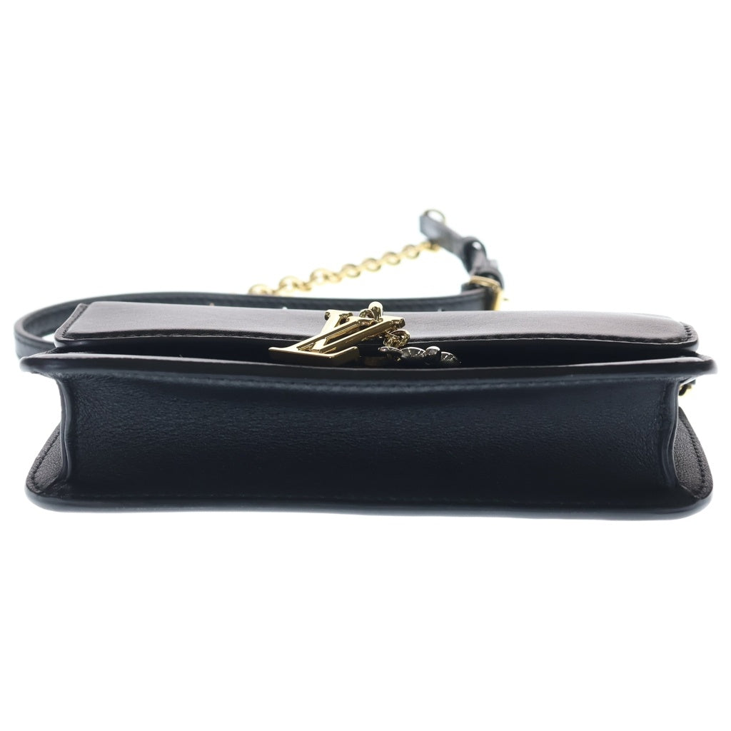 LOUIS VUITTON(ルイヴィトン) チェーン・LVブルーム チェーンショルダーバッグ ブラック レザー M14564 ゴールド金具 レディース