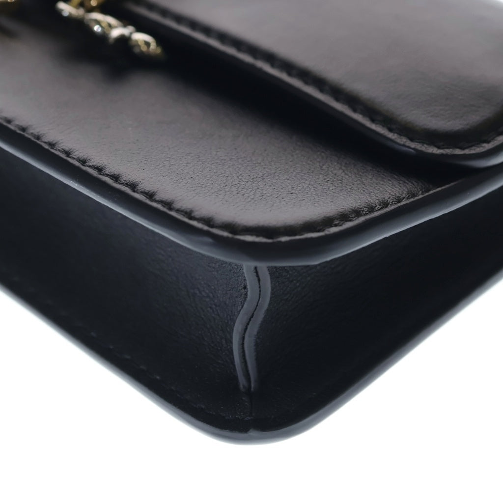 LOUIS VUITTON(ルイヴィトン) チェーン・LVブルーム チェーンショルダーバッグ ブラック レザー M14564 ゴールド金具 レディース
