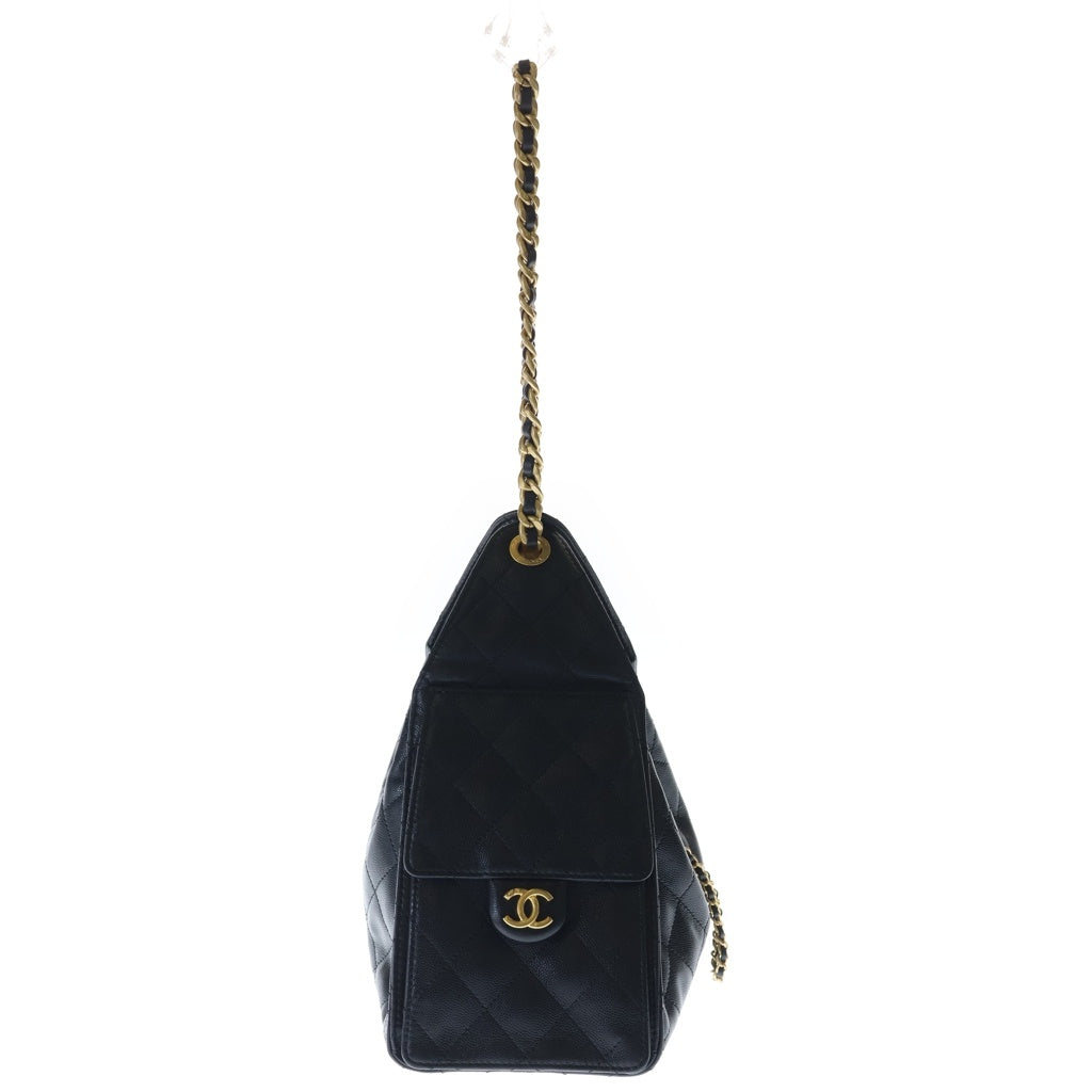 CHANEL(シャネル) シャネル25 スモール チェーンショルダーバッグ ブラック キャビアスキン AS5293 ゴールド金具 レディース