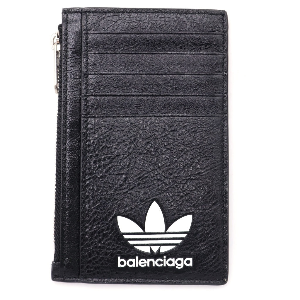 BALENCIAGA(バレンシアガ) ×adidas アディダス トレフォイル ロゴ レザー フラグメント ケース カードケース ブラック 721896