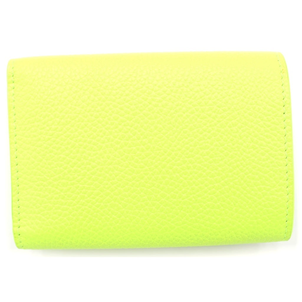 BALENCIAGA(バレンシアガ) Cash Mini Wallet キャッシュ ミニ ウォレット 三つ折り財布 ロゴ レザー イエローグリーン 594312 レディース