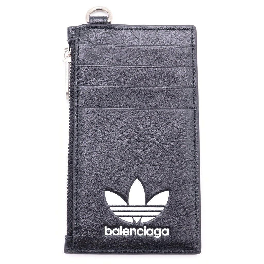 BALENCIAGA(バレンシアガ) ×adidas アディダス トレフォイル ロゴ レザー ネックストラップ フラグメント ケース ブラック 721894