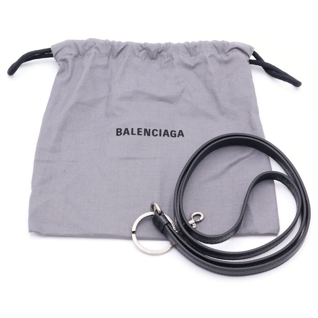 BALENCIAGA(バレンシアガ) ×adidas アディダス トレフォイル ロゴ レザー ネックストラップ フラグメント ケース ブラック 721894