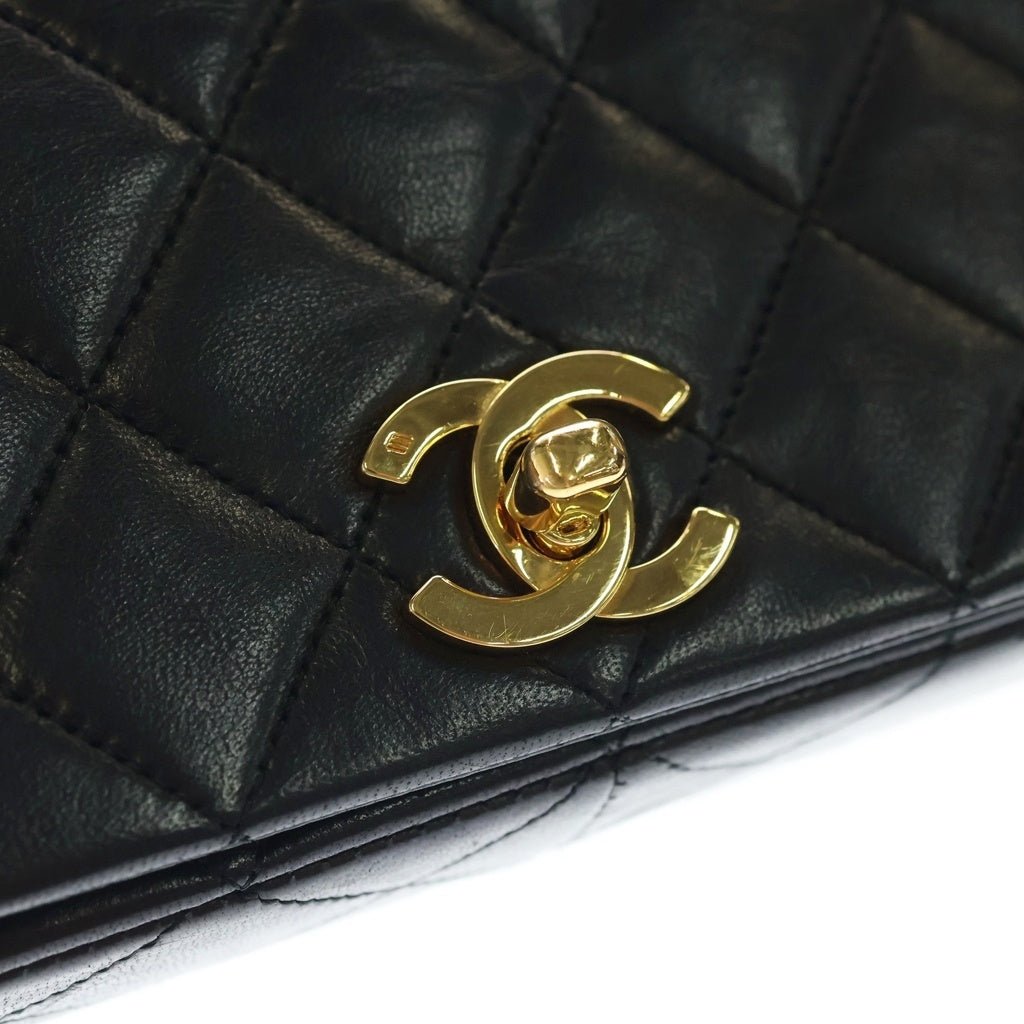 CHANEL(シャネル) マトラッセ23 フルフラップ ラムスキン レザー Sチェーン ショルダーバッグ ゴールド金具 ブラック A03568 1番台 レディース