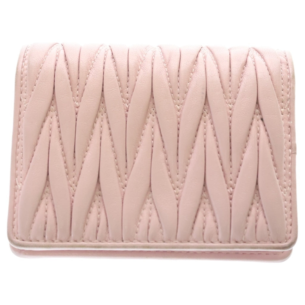 miumiu(ミュウミュウ) マテラッセ レザー ゴールド金具 二つ折り財布 コンパクトウォレット アラバスターピンク 5MV204 レディース
