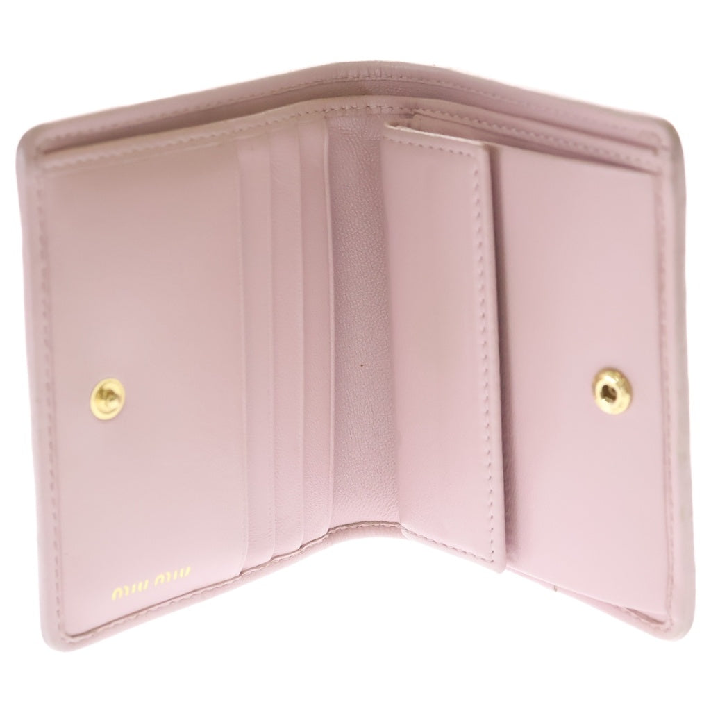 miumiu(ミュウミュウ) マテラッセ レザー ゴールド金具 二つ折り財布 コンパクトウォレット アラバスターピンク 5MV204 レディース