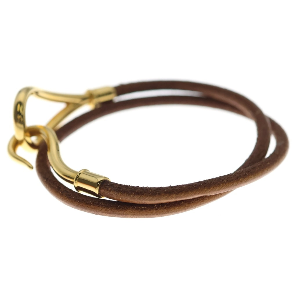 HERMES(エルメス) ジャンボ チョーカー ブレスレット レザー GP ゴールド/ブラウン レディース