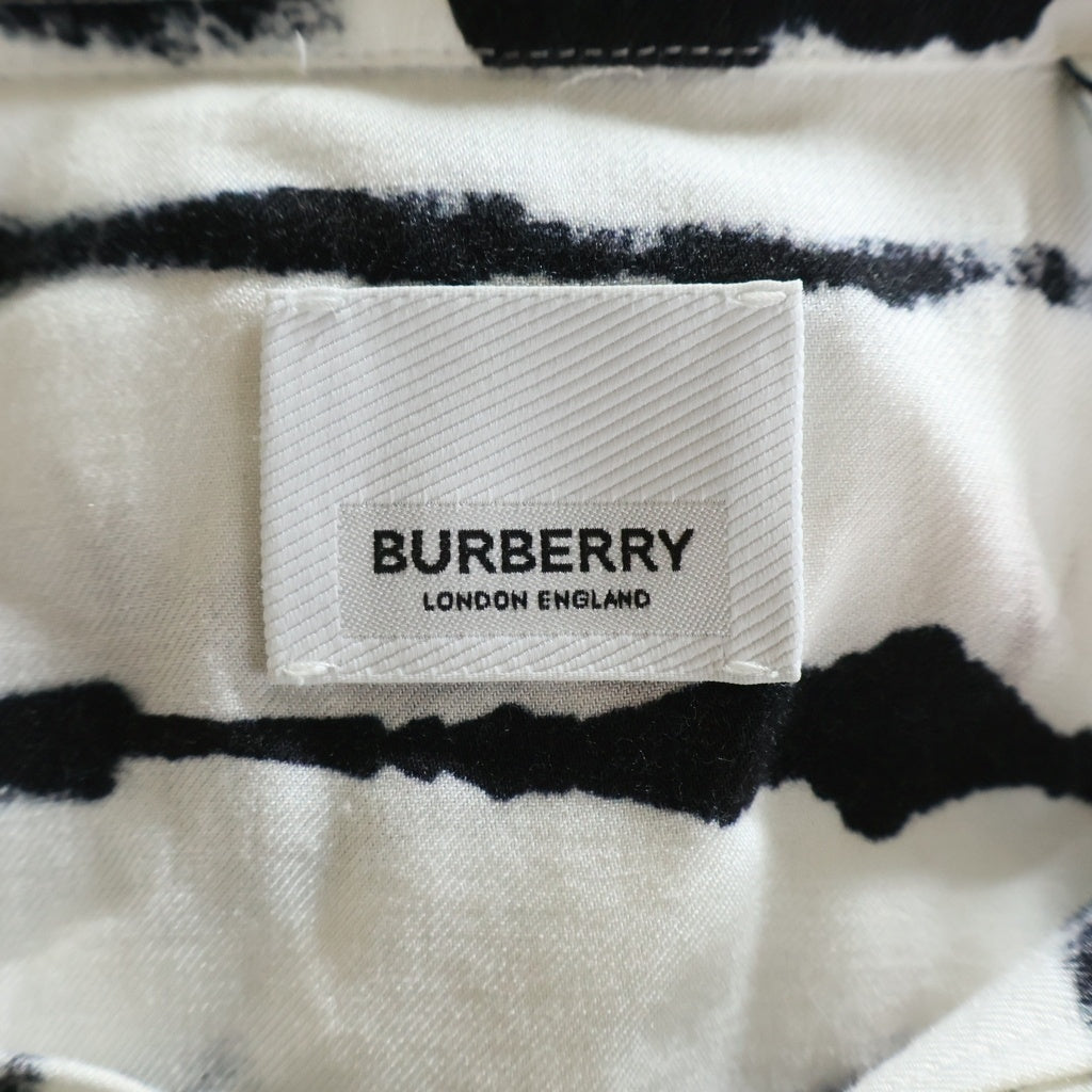 BURBERRY(バーバリー) 20SS Ink Stripe Short Sleeve Layered Shirt レイヤード 半袖シャツ シルク シースルー ブラック/ホワイト 4563035 レディース