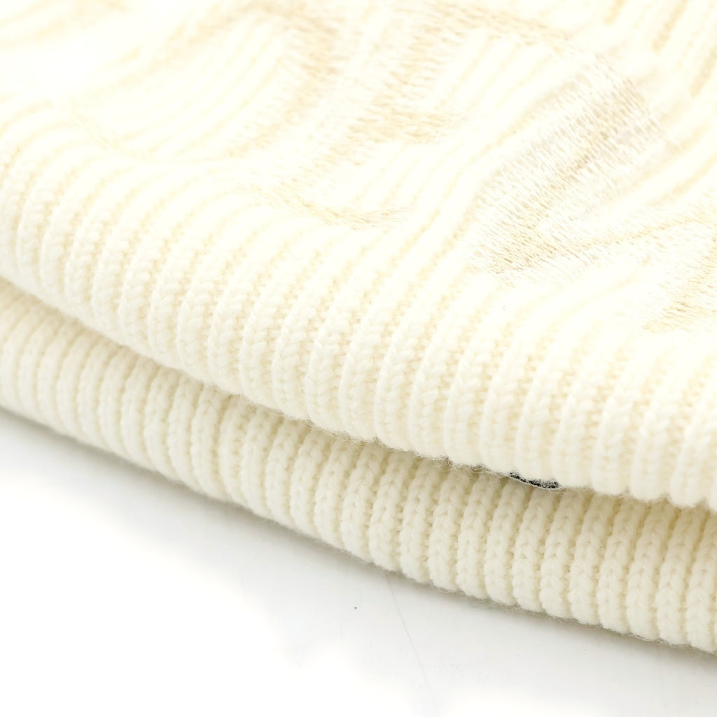 LOEWE(ロエベ) 23AW BLURRED LOEWE BEANIE ビーニー ニットキャップ ニット帽 ウール ロゴ刺繍 アイボリー F540257X23