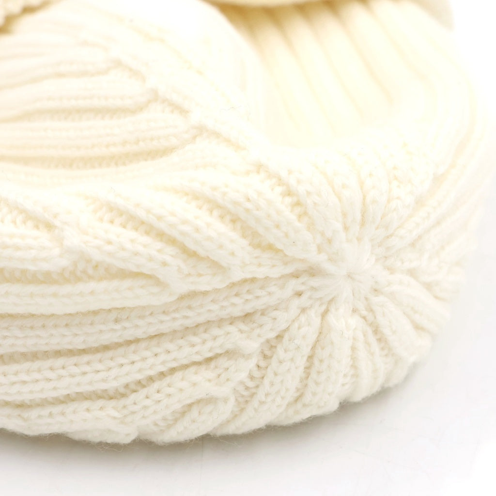 LOEWE(ロエベ) 23AW BLURRED LOEWE BEANIE ビーニー ニットキャップ ニット帽 ウール ロゴ刺繍 アイボリー F540257X23