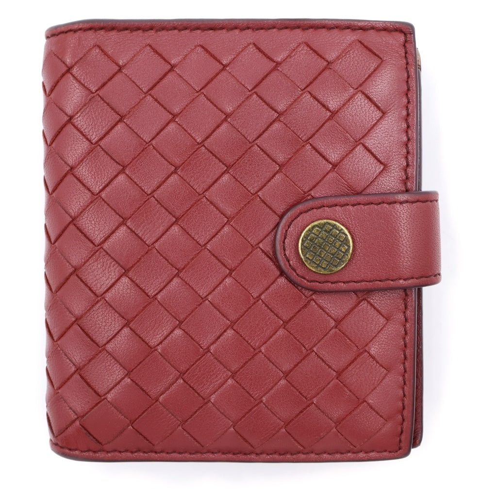 BOTTEGA VENETA(ボッテガヴェネタ) イントレチャート レザーウォレット 二つ折り財布 コインケース 小銭入れ ボルドー レディース